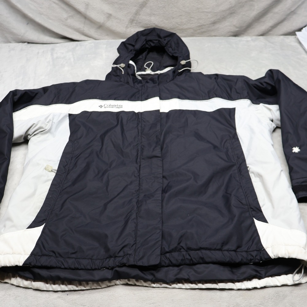 Columbia Jacket Womens 2X Black Hooded Wind Rain Insulated Ski Snow Winter